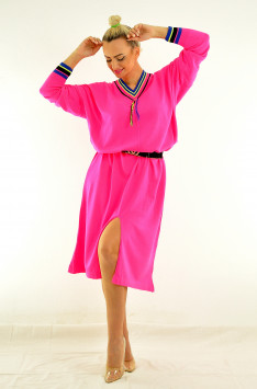 Maxi pulovrik / šaty AMIRA (strong pink)